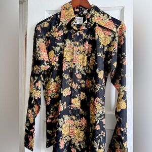 Vintage Monzini Floral Long Sleeve Shirt small